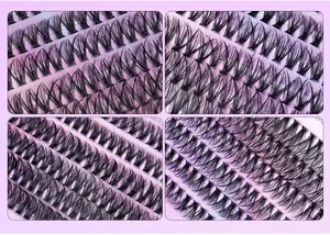 Vues macro de 240 clusters de faux cils individuels DIY avec volume multicouche