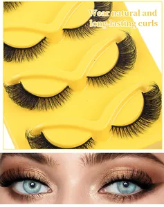 Detail of 4 pairs of fox-eye false eyelashes with a natural long-lasting curl effect