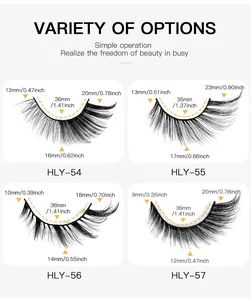 Detaillierte Größentabelle für 3D-Wimpern mit Längen- und Kurvenparametern in Weiß