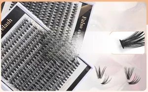 Macro detail of handmade 30P and 40P cluster lashes showing soft black individual fibers