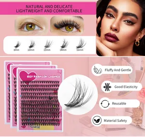 Detail showing DIY lash extensions lengths 8mm to 16mm in organized pink trays