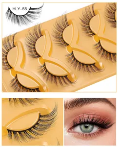 Makroaufnahme von 3D-falsche Wimpern im 5er-Set mit geschwungenem Fuchsschwanz-Effekt