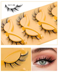 Detailansicht der 3D-Fuchsstil-Wimpern im 5er-Set mit Make-up-Look-Darstellung