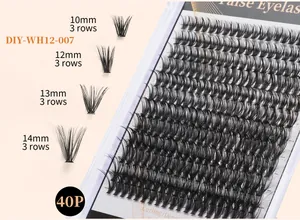 DIY cluster lash set with 10mm to 14mm lengths for professional eyelash extension look