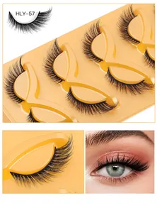 Detail von 3D-Mehrschicht-Wimpern in gelber Schale mit Augen-Make-up-Effekt-Anzeige