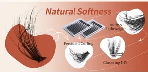 Detail view of 240 clusters of natural soft false eyelashes with fluffy curling effect