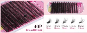 Detail of DIY individual lash clusters set with lengths from 8mm to 16mm for eye makeup