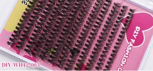Macro detail of individual cluster eyelashes on a professional DIY display tray