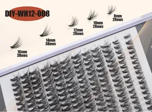 Detail view of DIY individual lash clusters showing lengths from 8mm to 16mm