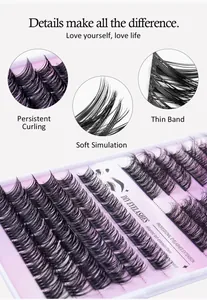 Detail showing thin band design and persistent curling of the DIY segment eyelashes