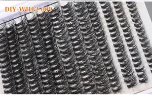 Macro detail of high-volume 240 clusters individual lashes with natural curl and fiber texture