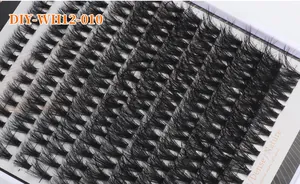 Macro detail of dense and natural DIY individual cluster lashes on a professional card