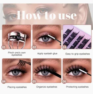 Step-by-step tutorial for applying individual lash clusters with tools and instructions