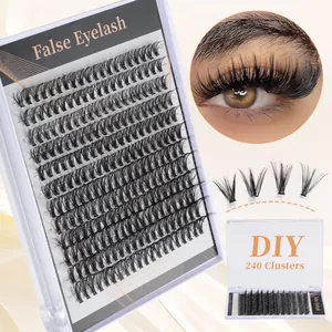 DIY 240 clusters of natural volume segmented false eyelashes set for professional extension