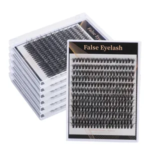 DIY individual lash cluster kit with dense black synthetic fibers in a multi-box set