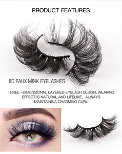 Detailed close-up of 8D faux mink eyelashes showing multi-layered 3D volume and natural curl