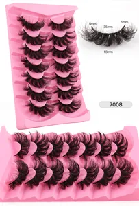 Detailed view of 18mm wispy faux mink eyelashes with 35mm width and 5mm edge length