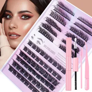 DIY Cluster Eyelash Extension Kit 3D Curl Individual Lashes With Dual End Lash Bond And Seal Tweezer Brush For Women