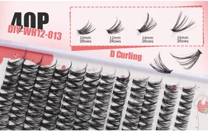 Détails du kit d'extensions de cils 40P courbe D avec longueurs de 10mm à 16mm