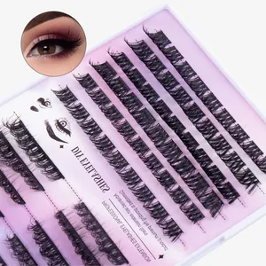 DIY cluster eyelash extension kit with natural black lashes and high curl volume