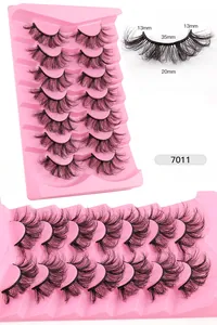 Detailed lash map showing 13mm to 20mm lengths of messy volume 7D faux mink eyelashes