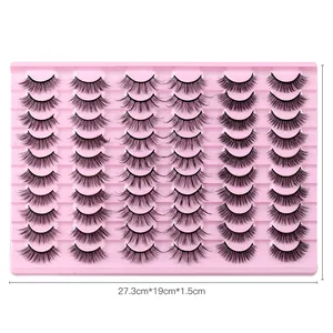 60 paia di ciglia finte dense russe DD curl in vassoio rosa, dimensioni 27,3x19x1,5cm