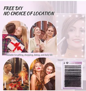 DIY cluster lashes set showing various lengths for natural wispy look in daily scenes