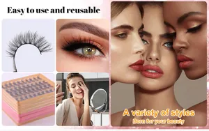 Detailliertes Set aus 20 Paar dichten Kunstmink-Wimpern mit natürlichem Schwung, wiederverwendbar