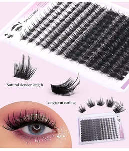 Macro view showing 168 clusters of DIY lash extensions for a natural slender look