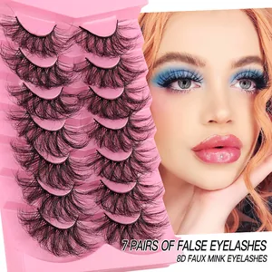 Dramatic Faux Mink False Eyelashes 8D Multilayer Fluffy Wispy Thick Long Messy Fake Eyelashes Makeup Tools For Women