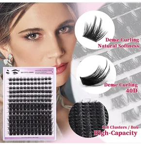 Macro detail of DIY lash extensions set featuring 168 clusters and 40D density fiber