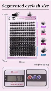 Detailed size chart for DIY eyelash extension kit showing 10-16mm length and box dimensions