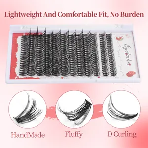 Faux cils individuels faits main courbure D avec texture fluffy en boîte vrac