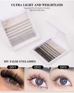 DIY cluster lash kit extension styles comparison with natural and volume effects