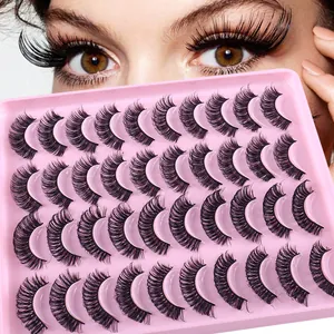Russian D Curl False Eyelashes Natural Thick Volume Wispy Lashes For Women Professional Daily Makeup Reusable Soft Fiber