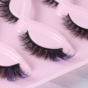 Pestañas postizas degradadas azules dramáticas con rizo denso en pack de 5 pares