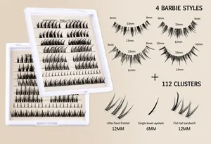 Kit extension ciglia fai-da-te con 112 ciuffetti in vari stili e lunghezze diverse