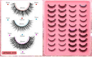Detailansicht von 20 Paar flauschigen künstlichen Wimpern mit Längen von 7mm bis 15mm