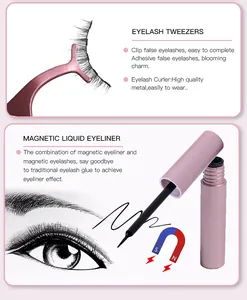Detailed set featuring rose gold magnetic lash tweezers and liquid eyeliner applicator