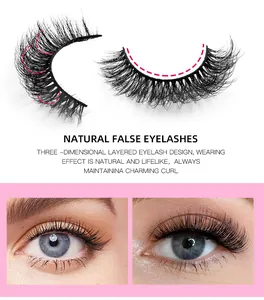 Vue détaillée de faux cils 3D montrant la courbure naturelle et la texture croisée dense