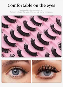 Detail showing DD curl Russian strip lashes with realistic before and after eye effect