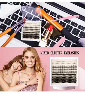 DIY cluster eyelash extension set with multiple lengths in white gift packaging