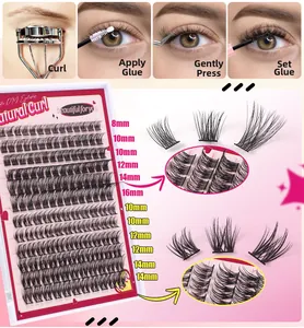 Step-by-step DIY eyelash extension kit with various lengths and application tools