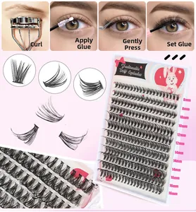 Kit de cils DIY avec longueurs mixtes de 8 mm à 16 mm dans un plateau rose