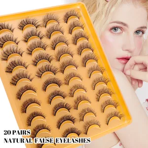 3D Natural False Eyelashes Messy Wispy Cross Faux Mink Synthetic Fiber Lash Collection Volume Cat Eye Makeup For Women