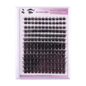 DIY individual eyelash extensions kit with 168 clusters in 10-16mm lengths and lavender box