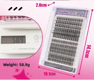 Detailed view of DIY eyelash cluster set packaging with dimensions and product weight info