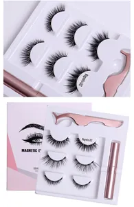 Detail of magnetic eyelash kit with rose gold applicator and magnetic eyeliner