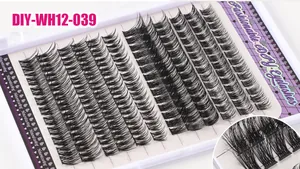 Macro detail of DIY lash clusters showing root bonding and natural curling synthetic fibers