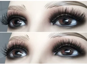 Detailansicht mehrlagiger voluminöser künstlicher Wimpern mit natürlichem Schwung